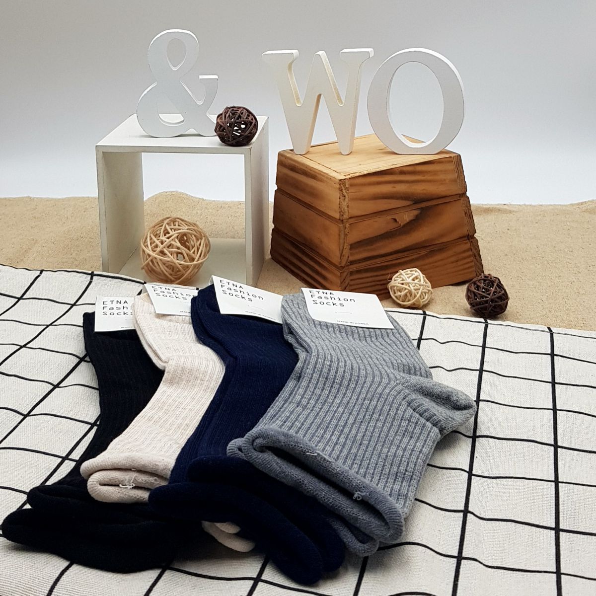 【WOWOW現貨新品】正韓坑條文青系列百搭純色捲捲襪